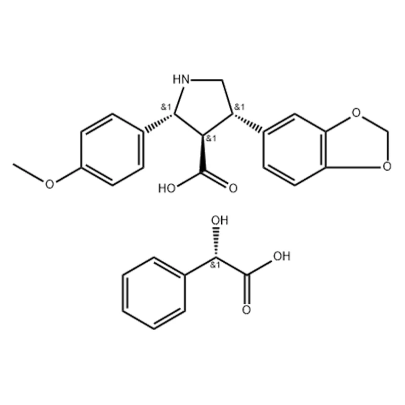 3-Pirrolidin-karbonsav, 4-(1,3-benzodioxol-5-il)-2-(4-metoxi-fenil)-, (2R,3R,4S)-, (αS)-α-hidroxi-benzol-acetát