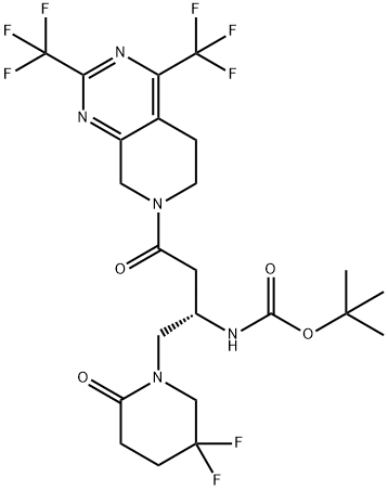 terc-butil-((1S)-3-{2,4-bisz(trifluor-metil)-5,8-dihidropirido[3,4-d]pirimidin-7(6H)-il}-1-[(5,5-difluor-2-oxo-piperidin-1-il)-metil]-3-oxopropil)-karbamát